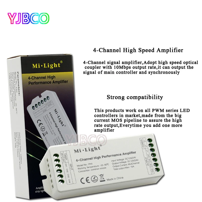 MAX15A Mi Light 4-ChannelLED Signal Amplifier use with PWM controller Hight Performance for led tape DC12V-24V
MAX15A Mi Light 4-ChannelLED Signal Amplifier use with PWM controller Hight Performance for led tape DC12V-24V