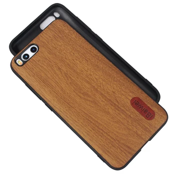 

Leather Case for Xiaomi Mi 6 Wood Grain Back Cover Silicfone iBaiwei Original Mi6 PC Protective Coque Shockproof Capa Holder