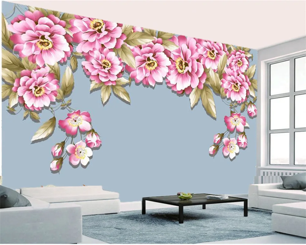 Custom 3d Flower Wallpaper Pink Rose Flamboyant HD Digital Printing Moisture-proof Beautiful Wall paper | Строительство и ремонт