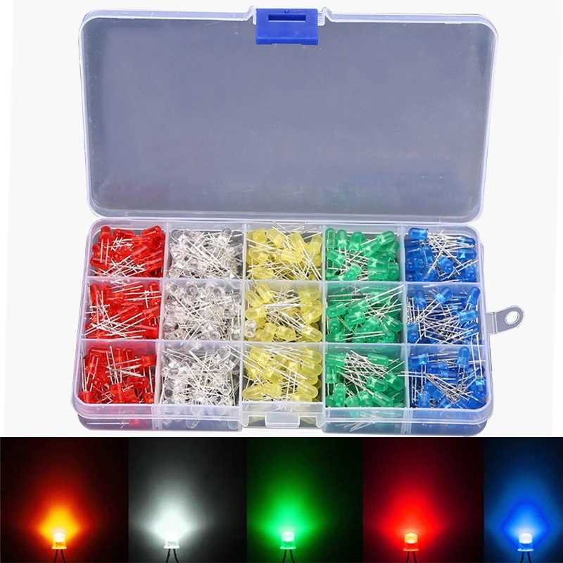 5MM LED Diode Kit 5x100 Pcs 500 Units 5mm LED Light Assortment LED Craft Kit Set 1.8V 20mA LED indicator
5MM LED Diode Kit 5x100 Pcs 500 Units 5mm LED Light Assortment LED Craft Kit Set 1.8V 20mA LED indicator