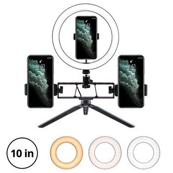Ring Light 10 inches Video Light 26cm Desktop Fill Light with Mini Tripod Two Phone Holder Dimmable 5600K for Selfie Study
Ring Light 10 inches Video Light 26cm Desktop Fill Light with Mini Tripod Two Phone Holder Dimmable 5600K for Selfie Study