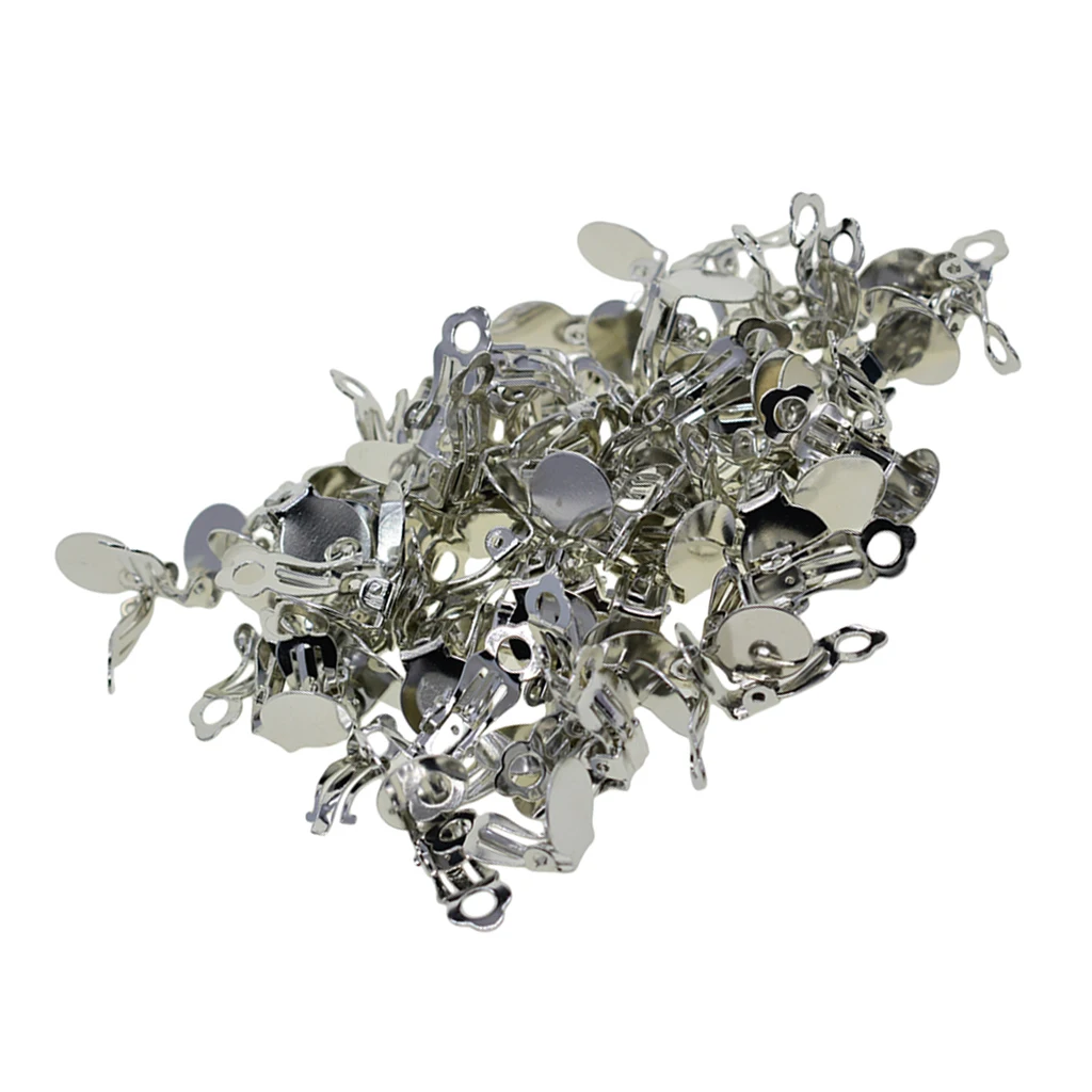 100pcs Flat Tray Clip-on Earrings Hook Components for Jewelry Making Earrings Supplies 100pcs Flat Tray Clip-on Earrings Hook Components for Jewelry Making Earrings Supplies