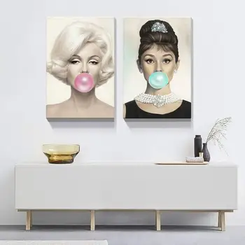 Looife Beauty Portait Canvas Wall Art Monroe and Hepburn with Colorful Bubble Gum Picture Printed Frame Decor for Living Room
Looife Beauty Portait Canvas Wall Art Monroe and Hepburn with Colorful Bubble Gum Picture Printed Frame Decor for Living Room