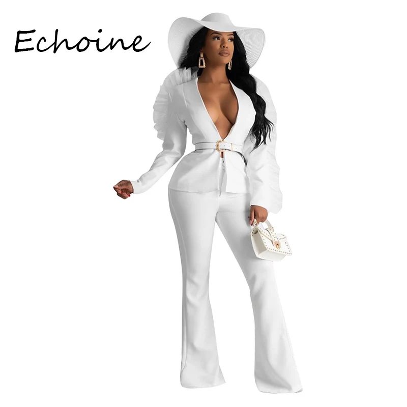 Fashion Blazer Set Women Suits Organza Deep V-neck Long Sleeve Coat + Long Wide Pants Two Piece Set Women Tracksuit Autumn
Fashion Blazer Set Women Suits Organza Deep V-neck Long Sleeve Coat + Long Wide Pants Two Piece Set Women Tracksuit Autumn