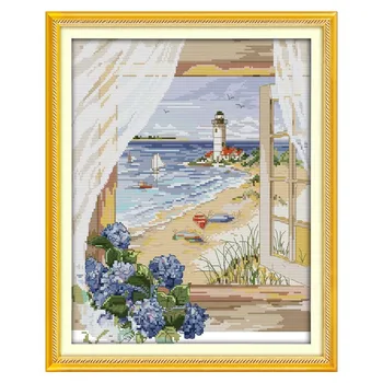 Sea View Outside The Window Embroidery Kit Lighthouse Printed Pattern Cross Stitch Set 14CT11CT Canvas for Needlework Home Decor
Sea View Outside The Window Embroidery Kit Lighthouse Printed Pattern Cross Stitch Set 14CT11CT Canvas for Needlework Home Decor