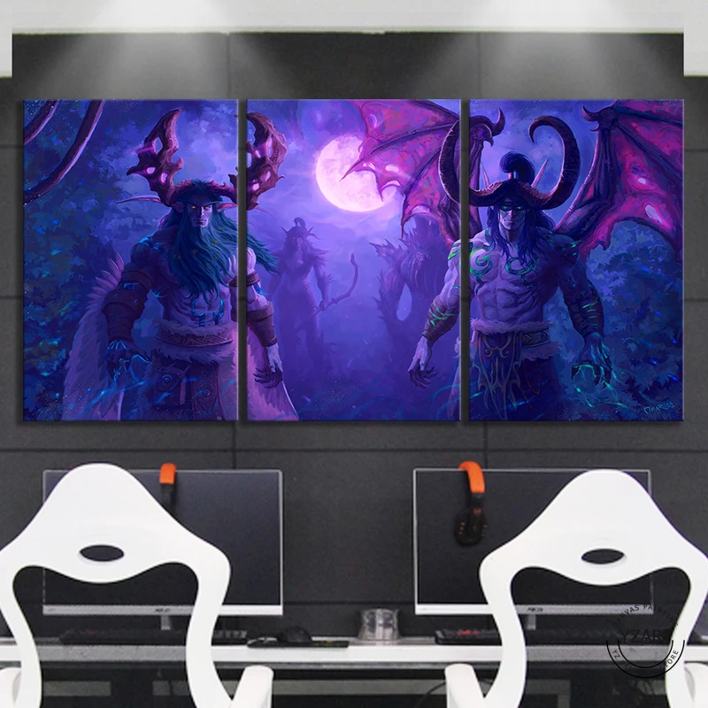 Постер Warcraft Illidan Stormrage World of видео игры Искусство Декор стен картины Фэнтези Холст