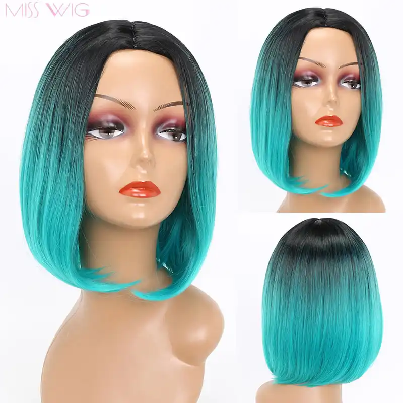Parik Miss Rozovyj Ombre Chernyj Svetlyj Sinij Seryj Parik Korotkie Pryamye Volosy Korotkie Pariki Dlya Chernyh Zhenshin Sinteticheskie Pariki 230 G Wigs For Blacks Wigs For Black Womenwig Long Aliekspress