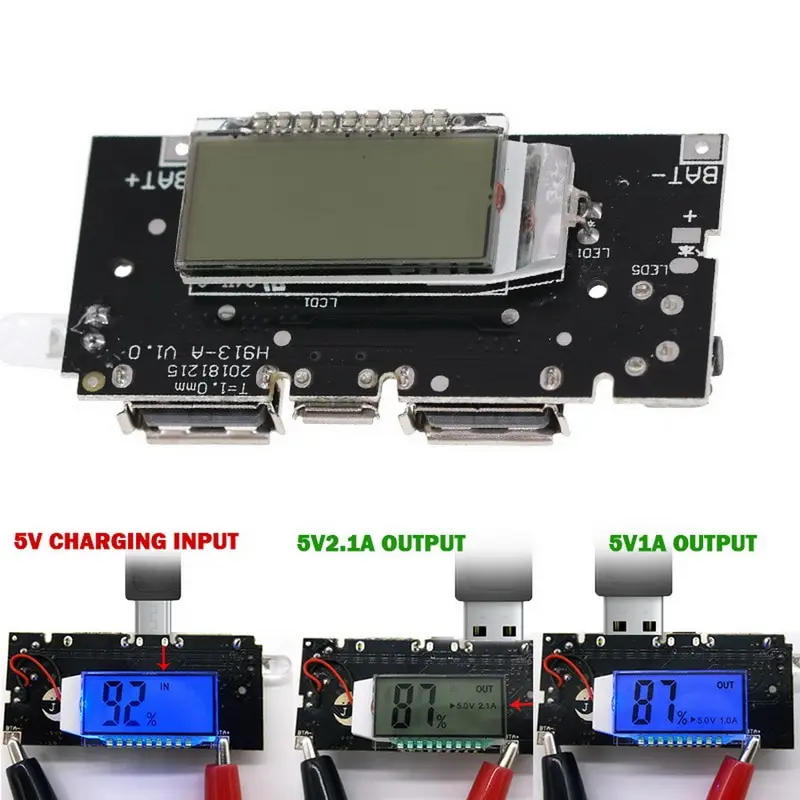 Dual USB 5V 1A 2.1A Mobile Power Bank 18650 Lithium Battery Charger Board Module Digital LCD Charging Module
Dual USB 5V 1A 2.1A Mobile Power Bank 18650 Lithium Battery Charger Board Module Digital LCD Charging Module