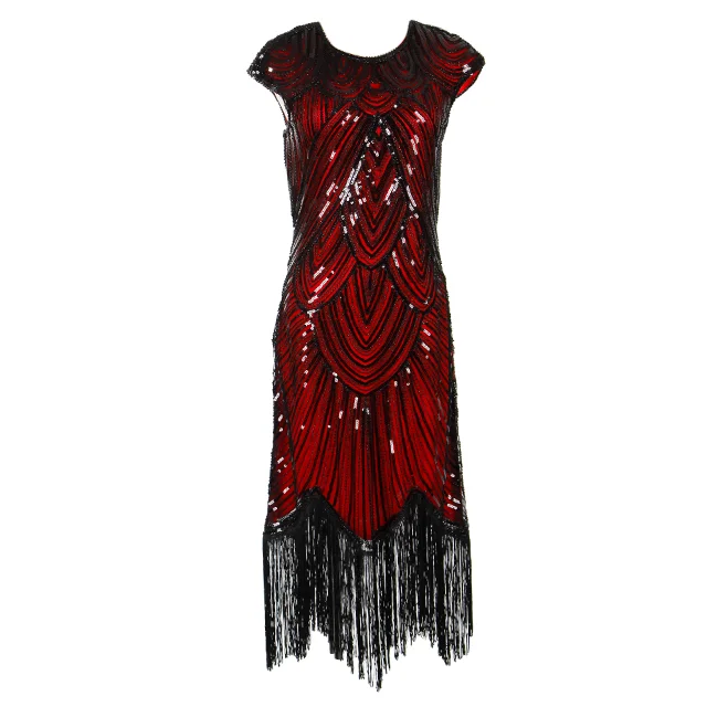 Womens 1920s Vintage Flapper Great Gatsby Party Dress V-Neck Sleeve Sequin Fringe Midi Dresses Accessories Art Deco Embellished
Womens 1920s Vintage Flapper Great Gatsby Party Dress V-Neck Sleeve Sequin Fringe Midi Dresses Accessories Art Deco Embellished