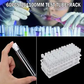 60pcs/lot Transparent Plastic Round Bottom Test Tube With Cap Stoppers With Test Tubes Rack Stand Holder Like glass 16x100mm
60pcs/lot Transparent Plastic Round Bottom Test Tube With Cap Stoppers With Test Tubes Rack Stand Holder Like glass 16x100mm