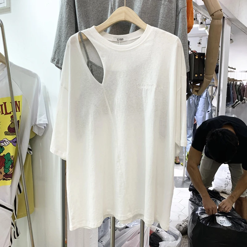 Hollow Off-Shoulder T-shirt Female 2020 Summer Loose New Style Korean Style T Shirts Girls Student Simple Shirt Fashion Tshirts
Hollow Off-Shoulder T-shirt Female 2020 Summer Loose New Style Korean Style T Shirts Girls Student Simple Shirt Fashion Tshirts