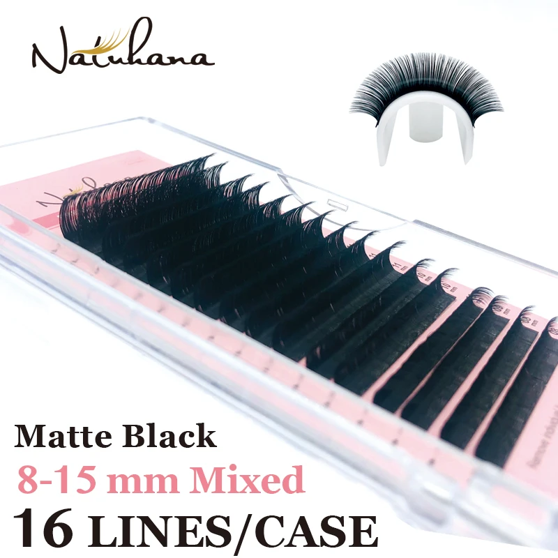 NATUHANA 16lines 8-15mm Mixed Eyelash Extension Matte Black Synthetic Mink Soft False Eyelashes Custom Private Label Faux Lashes
NATUHANA 16lines 8-15mm Mixed Eyelash Extension Matte Black Synthetic Mink Soft False Eyelashes Custom Private Label Faux Lashes