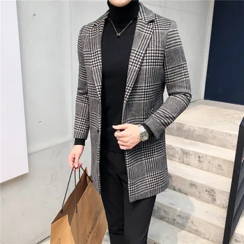 2018 new men's medium long woolen coat men's Korean version slim fashion woolen coat men's casual windbreaker 
2018 new men's medium long woolen coat men's Korean version slim fashion woolen coat men's casual windbreaker