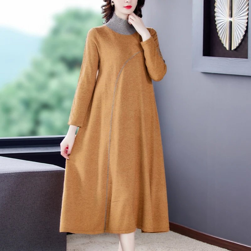 2021 Autumn Winter Women Tight-fitting High-neck Long Wool Sweater Casual Elegant Warm Loose Knitted Sweater Dress
2021 Autumn Winter Women Tight-fitting High-neck Long Wool Sweater Casual Elegant Warm Loose Knitted Sweater Dress