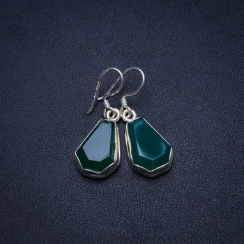 Natural Chrysoprase Handmade Vintage 925 Sterling Silver Earrings 1 1/4" T4660 
Natural Chrysoprase Handmade Vintage 925 Sterling Silver Earrings 1 1/4" T4660