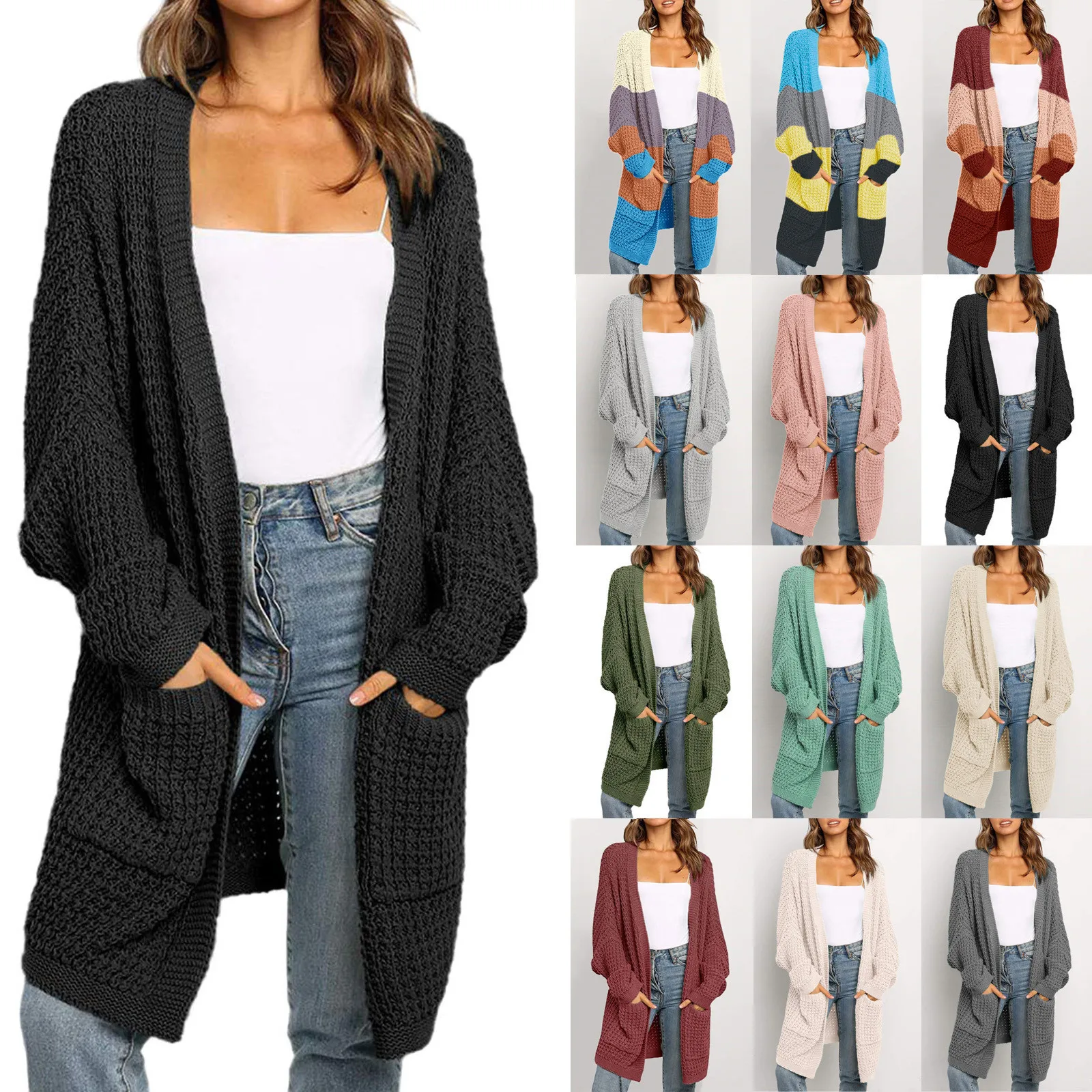 Long Sleeve Cardigan Sweater For Women Autumn Winter Warmer Loose Open Front Long Sweaters With Pockets Sweter De Mujer Invierno
Long Sleeve Cardigan Sweater For Women Autumn Winter Warmer Loose Open Front Long Sweaters With Pockets Sweter De Mujer Invierno