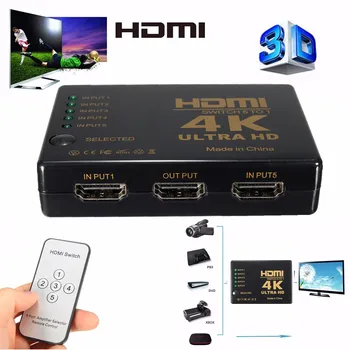 KVM Switcher 4K*2K 5 Port Multifunctional HDMI Hub Splitter Switcher Splitter with Remote Control for HDTV DVD Cameras Video
KVM Switcher 4K*2K 5 Port Multifunctional HDMI Hub Splitter Switcher Splitter with Remote Control for HDTV DVD Cameras Video