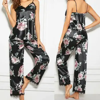 Fashion Women Ladies Pyjamas Set V-Neck Lace Floral Printed Sleeveless Nightwear Women Pajama Ladies Casual Sleeveless Nightwear
Fashion Women Ladies Pyjamas Set V-Neck Lace Floral Printed Sleeveless Nightwear Women Pajama Ladies Casual Sleeveless Nightwear