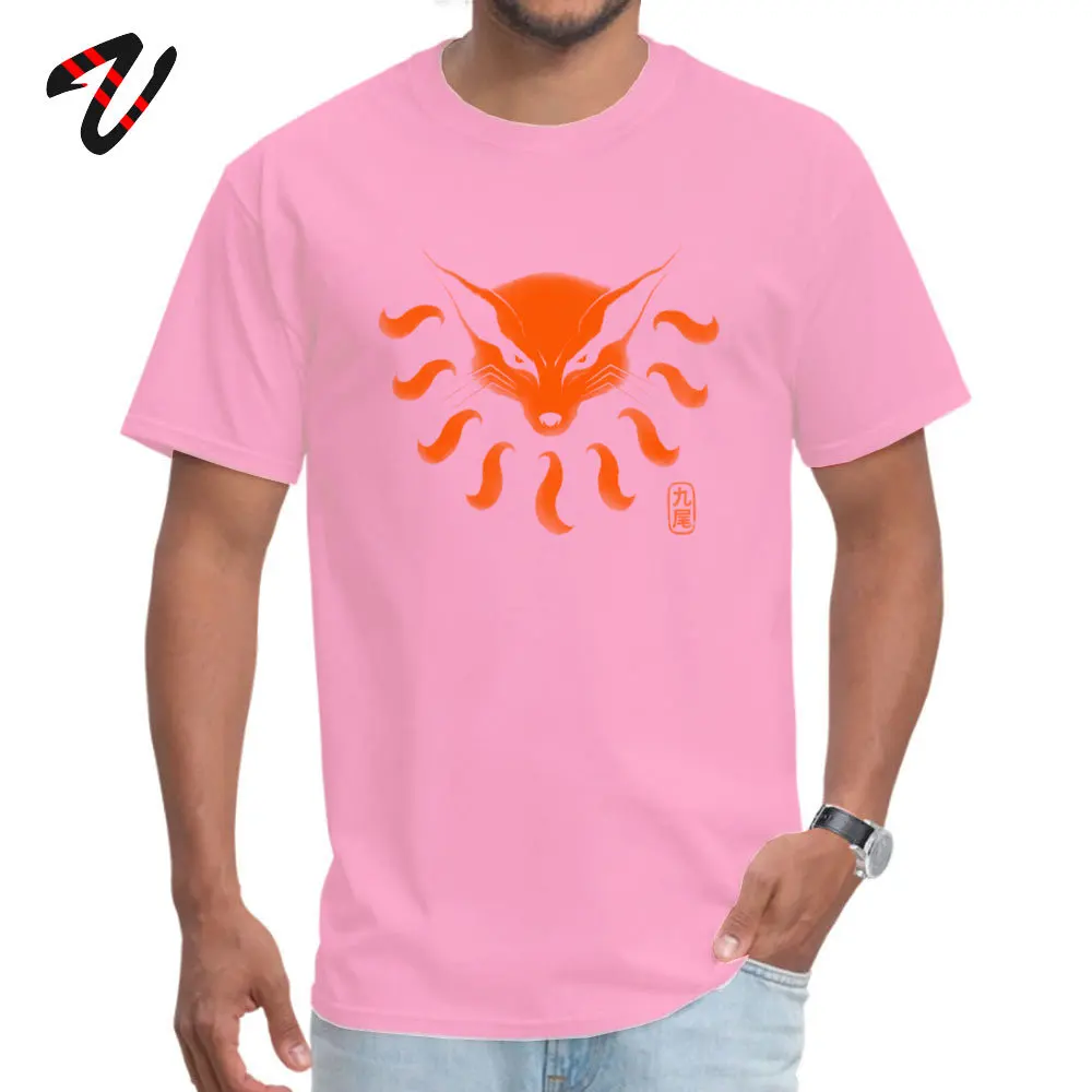 TailedBeast 100% Cotton T Shirt for Men Printed On Top T-shirts Printed Funny Crew Neck T Shirt Short Sleeve Wholesale 9_Tailed_Beast_4696 pink