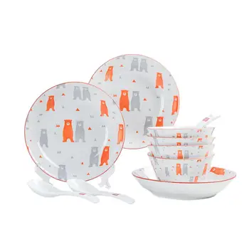 12Pcs/Set Cute Cartoon Bear Pattern 4.5in Bowls 7in Plates Small spoon Ceramic Tableware Set
12Pcs/Set Cute Cartoon Bear Pattern 4.5in Bowls 7in Plates Small spoon Ceramic Tableware Set