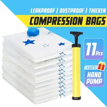 11 Pcs Portable Vacuum Compressed Bag Home Large Clothes Storage Bag Saving Space Seal Bags Wardrobe Closet Organizer With Pump
11 Pcs Portable Vacuum Compressed Bag Home Large Clothes Storage Bag Saving Space Seal Bags Wardrobe Closet Organizer With Pump