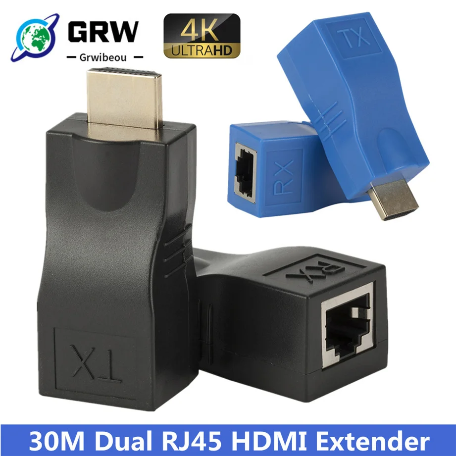 

hdmi extender rj45 4K 3D HDMI 1.4 30M Extender to RJ45 Over Cat 5e/6 Network LAN Ethernet Adapter-big sale