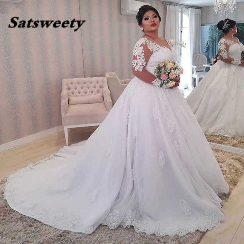 Long Sleeves Tulle Ball Gown Wedding Dresses Fashion Appliques Court Train Vestidos De Noiva Formal Bride Wedding Gowns Lace-up
Long Sleeves Tulle Ball Gown Wedding Dresses Fashion Appliques Court Train Vestidos De Noiva Formal Bride Wedding Gowns Lace-up