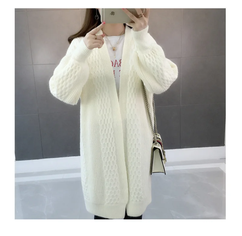 

Women Cardigans Winter Long Sweater 2021 Lantern Sleeve Open Stitch Oversized Sweater Jacket Cheap Clothes Female Knit Coat