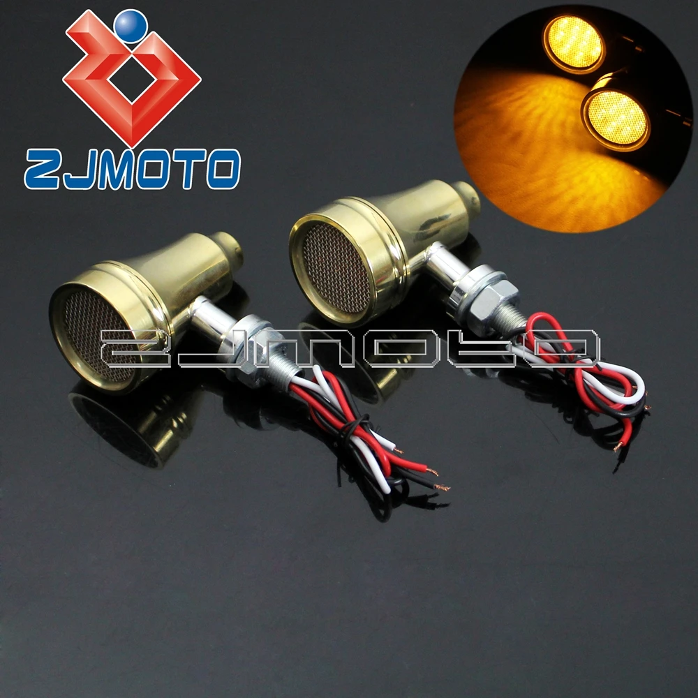 1Pair 12V Motorcycle LED Turn Signals Indicators Lamp Golden Brass Old School Blinkers For Harley Honda Yamaha Universal 10mm
1Pair 12V Motorcycle LED Turn Signals Indicators Lamp Golden Brass Old School Blinkers For Harley Honda Yamaha Universal 10mm