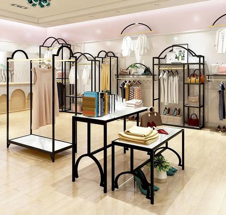 Shopping rack landing type men's and women's clothing rack display hanging rack on the wall of the island rack combination
Shopping rack landing type men's and women's clothing rack display hanging rack on the wall of the island rack combination