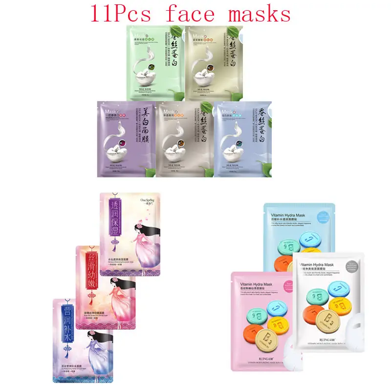 11Pcs mixed Silk protein Plant flowers vitamin Face Mask extraction Moisturizing Anti-Aging Facial Masks korean care skin
11Pcs mixed Silk protein Plant flowers vitamin Face Mask extraction Moisturizing Anti-Aging Facial Masks korean care skin