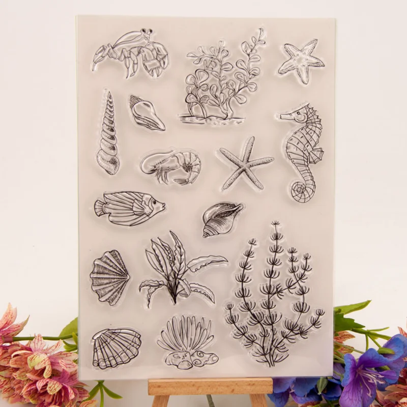 

1pc Seahorse Conch Silicone Clear Seal Stamp DIY Scrapbook Diary Coloring Embossing Album Decor Rubber Stamp Handmade Reusable