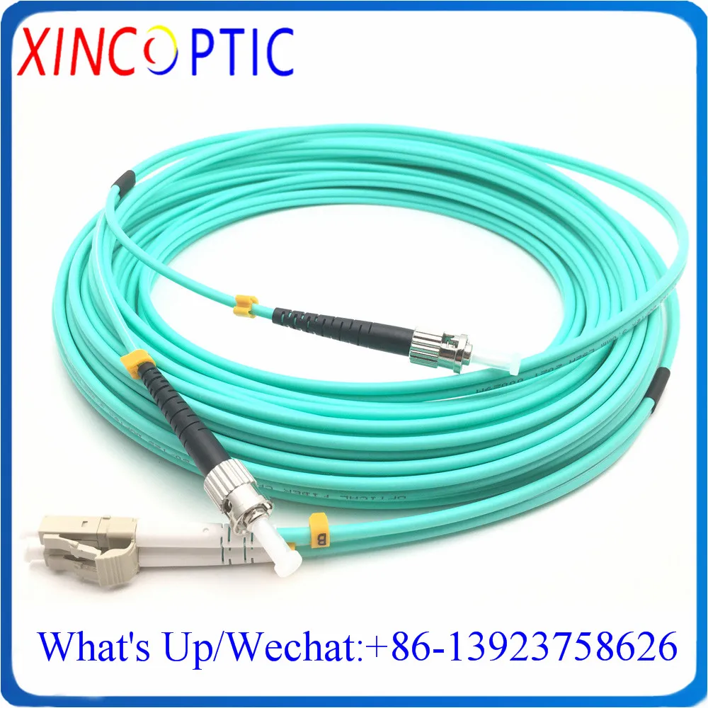 

ST-LC OM3 Duplex 10M Fiber Patch Cord,ST/UPC-LC/UPC MM(OM3-150),DX,3.0mm,6/7/8/10M,Aqua LSZH Jacket,Fiber Optic Patch Cord Cable