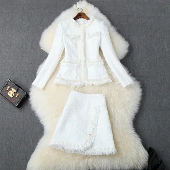 European and American women's clothing autumn 2019 new style Long sleeve coat skirts Fashion beaded tweed suit
European and American women's clothing autumn 2019 new style Long sleeve coat skirts Fashion beaded tweed suit