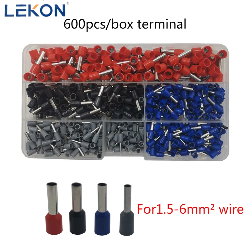 

600pcs Tubular Terminals For Wires Ferrules Crimp Electrical Terminal Connector Wire Connector Box-packed Suit For 1.5-6 mmÂ²