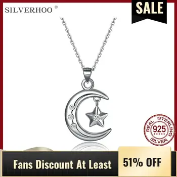 SILVERHOO 925 Sterling Silver Moon Star Pendant Necklaces For Women Shining Zircon CZ Choker Necklace Fine Jewelry Romantic Gift
SILVERHOO 925 Sterling Silver Moon Star Pendant Necklaces For Women Shining Zircon CZ Choker Necklace Fine Jewelry Romantic Gift