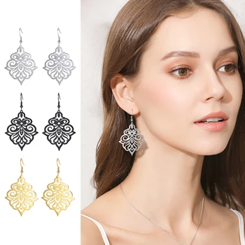 Skyrim Vintage flower Earrings Filigre Stainless Steel Black Gold Color Statement Elegant Dangle Earring Gift for Women Girls 
Skyrim Vintage flower Earrings Filigre Stainless Steel Black Gold Color Statement Elegant Dangle Earring Gift for Women Girls