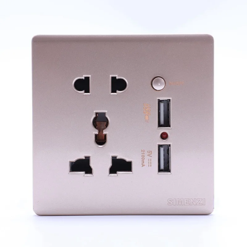 Wall Electrical 10A Universal Plug Faceplate Socket Double 2 USB Outlets Ports Switch For Mobilephone Charging Electrical Socket 
Wall Electrical 10A Universal Plug Faceplate Socket Double 2 USB Outlets Ports Switch For Mobilephone Charging Electrical Socket