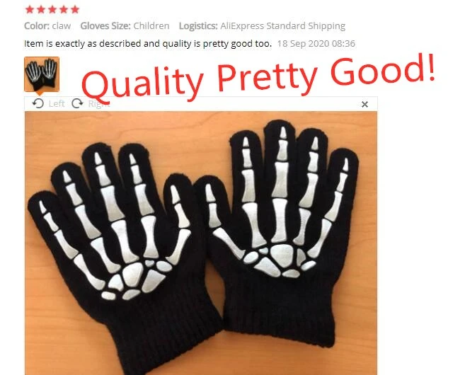Вязаные перчатки для детей светящиеся в темноте со скелетом человека с принтом