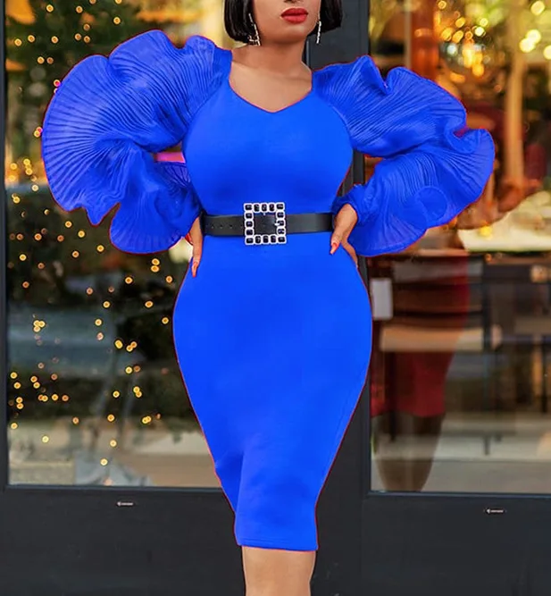Knee-length Blue Dress Women Long Sleeve Dresses Sexy Puff Sleeve Elegant Party Slim Bodycon Dress For Women Pencil Vestidos
Knee-length Blue Dress Women Long Sleeve Dresses Sexy Puff Sleeve Elegant Party Slim Bodycon Dress For Women Pencil Vestidos