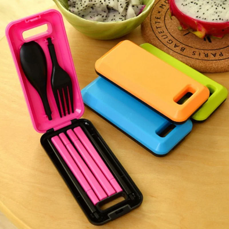 

1Set Portable Folding Travel Dinnerware Set Tableware Cutlery Fork Chopsticks For Camping Picnic Kids Adult Bento Lunch Box DA