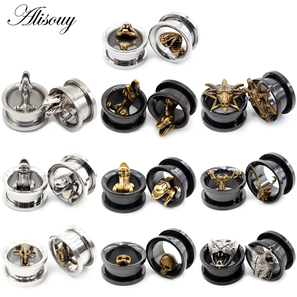 Alisouy 2pcs Stainless Steel Cat Head Skull Cross Ear Tunnels Plugs Expander Stretcher Earrings Gauges Body Piercing Jewelry
Alisouy 2pcs Stainless Steel Cat Head Skull Cross Ear Tunnels Plugs Expander Stretcher Earrings Gauges Body Piercing Jewelry