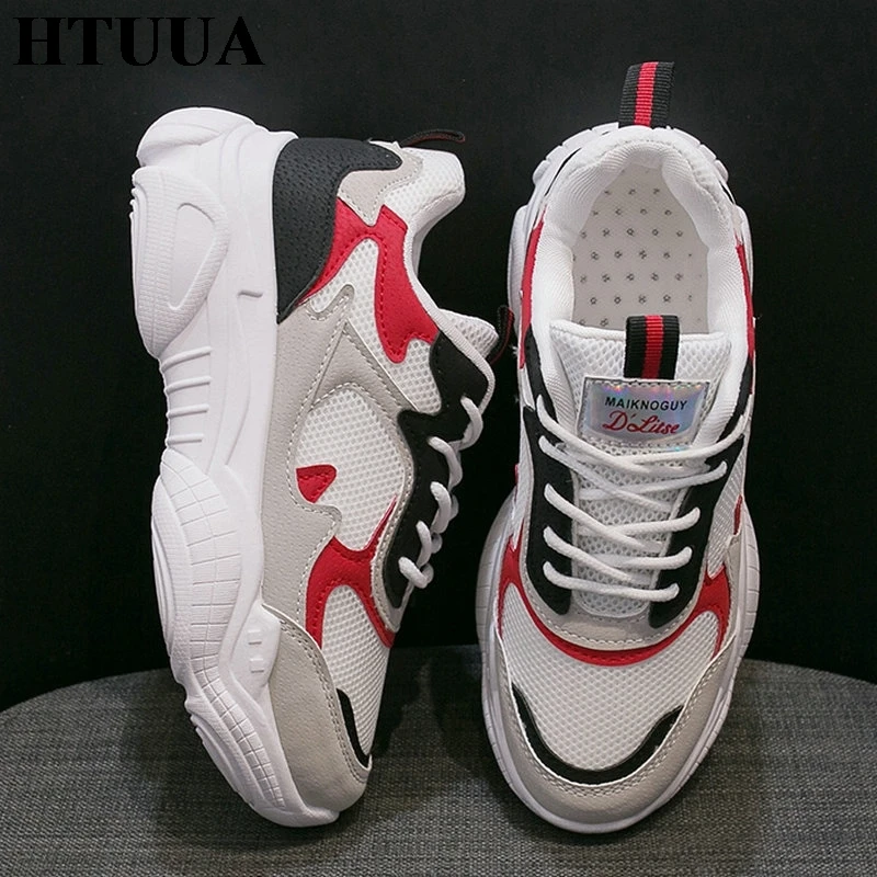 HTUUA Harajuku/женские не сужающиеся книзу теннисные кроссовки Basket Femme женские