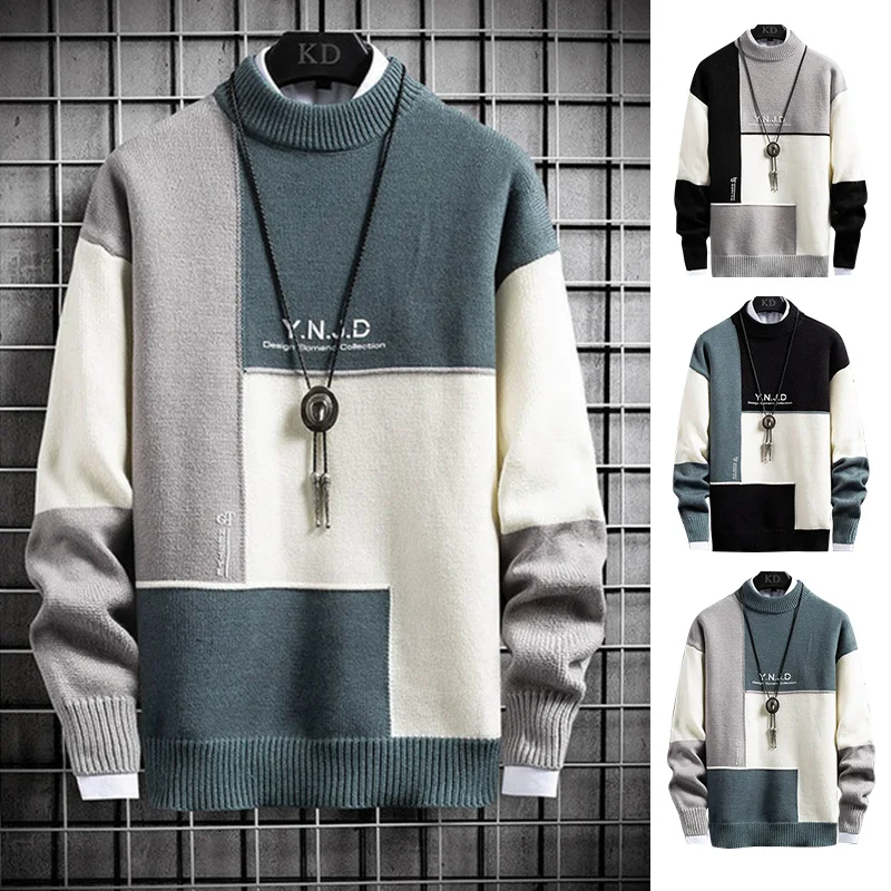 2020 New Winter Men Turtleneck Sweater Casual Loose Pullover Men's Fashion Stitching Contrast Knitted Sweater Men's Clothes
2020 New Winter Men Turtleneck Sweater Casual Loose Pullover Men's Fashion Stitching Contrast Knitted Sweater Men's Clothes