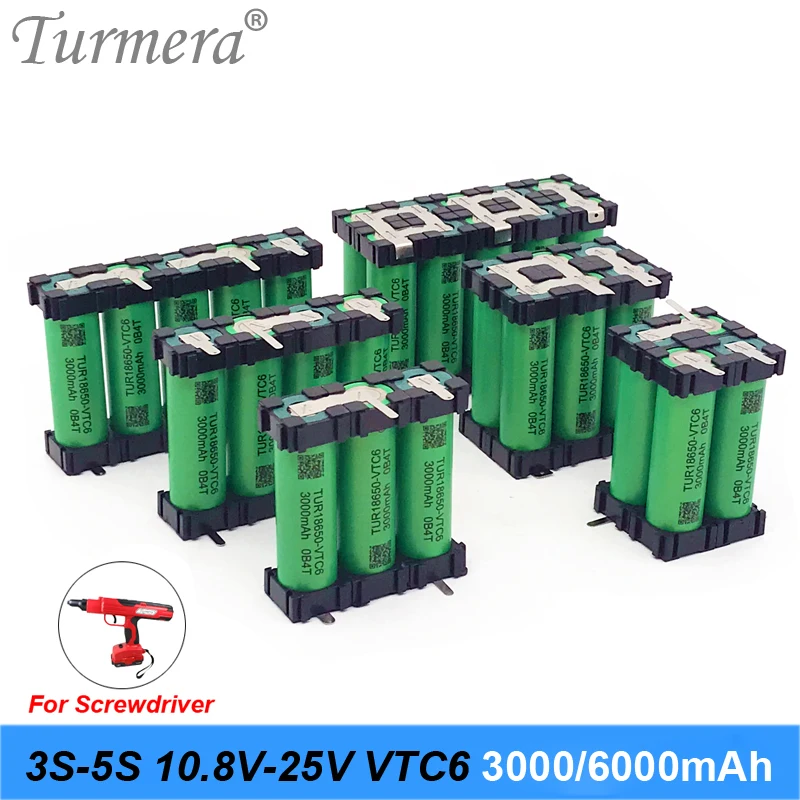 Аккумулятор Turmera VTC6 3000 мА · ч 30 А аккумулятор TUR18650-VTC6 3S 12 6 в 4S 16 8 5S 21 дополнительный