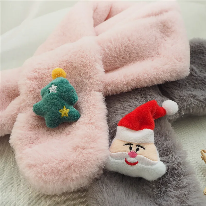 Christmas Fur Collar Warm Scarf Kids Winter Fashion Children Neck Scarves Faux Fur Scarf Shawls and Wraps WD06 (2)