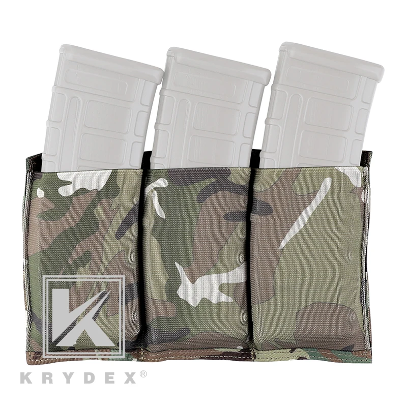 

KRYDEX Tactical Triple Magazine Holster High Speed Triple Open Top 5.56 Rifle Magazine Pouch Fast Draw MOLLE/PALS Holster MC