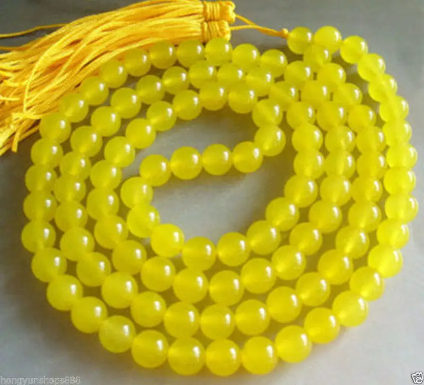 Free Shipping >&gtVintage asia Tibetan 108 Golden Jade Prayer Buddha Bead Necklace 8mm | Украшения и аксессуары