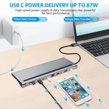 USB Type C HUB to 3.0 USB HDMI RJ45 USB HUB for MacBook Pro Accessories USB Splitter Multi 11 Ports Type C HUB USB-C HUB
USB Type C HUB to 3.0 USB HDMI RJ45 USB HUB for MacBook Pro Accessories USB Splitter Multi 11 Ports Type C HUB USB-C HUB