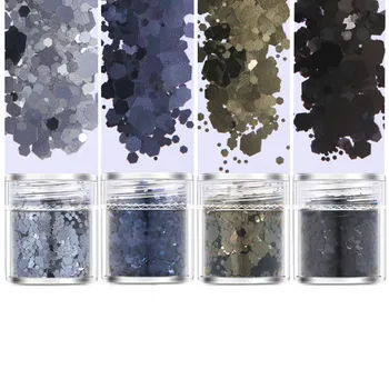 4pots Black Grey Set Glitter Flakes Sparkly Hexagon Colorful Bling Sequins For Diy Resin Crafts Jewelry Tool Pigment 
4pots Black Grey Set Glitter Flakes Sparkly Hexagon Colorful Bling Sequins For Diy Resin Crafts Jewelry Tool Pigment